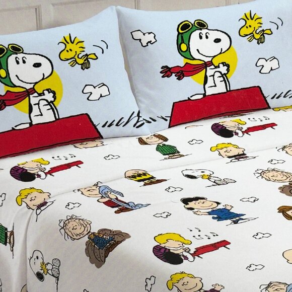 PEANUTS Snoopy FULL Size Sheet Set (Charlie Brown Lucy Linus and the gang) - Picture 2 of 3